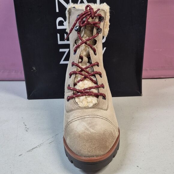 Naturalizer Veruna2 Size 10 Oatmeal Chunky Heel Boot - New - Picture 2 of 9